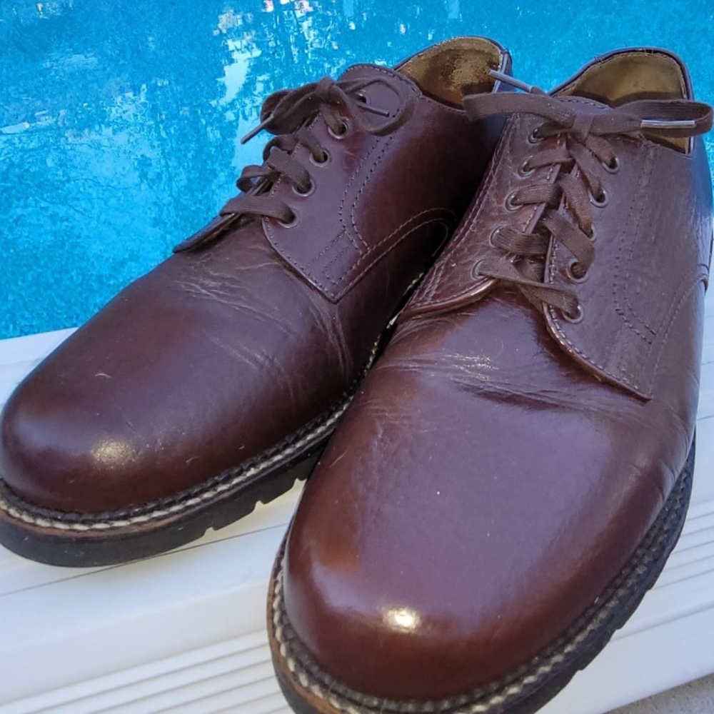 Brown Leather Lace up Plain Toe Shoes